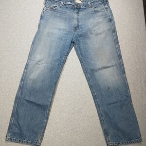 Carhartt RN#14806 Blue Loose Fit Men's Jeans Size 42x32 Small Stain.